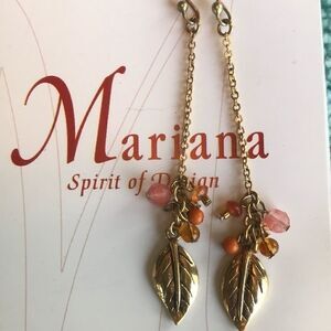 Mariana Gold Feather Drop Earrings!!